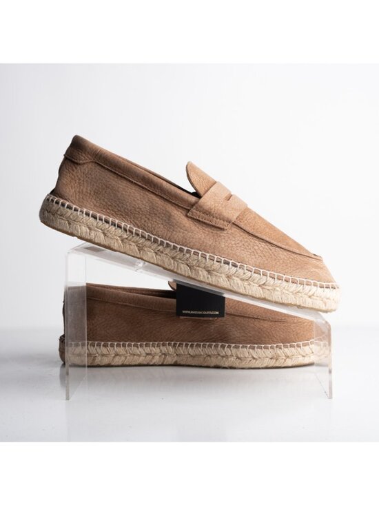 Massimo Dutti Mens Leather Espadrille Loafers Brown Sz US 9 EU 42 NWD defect main image 9